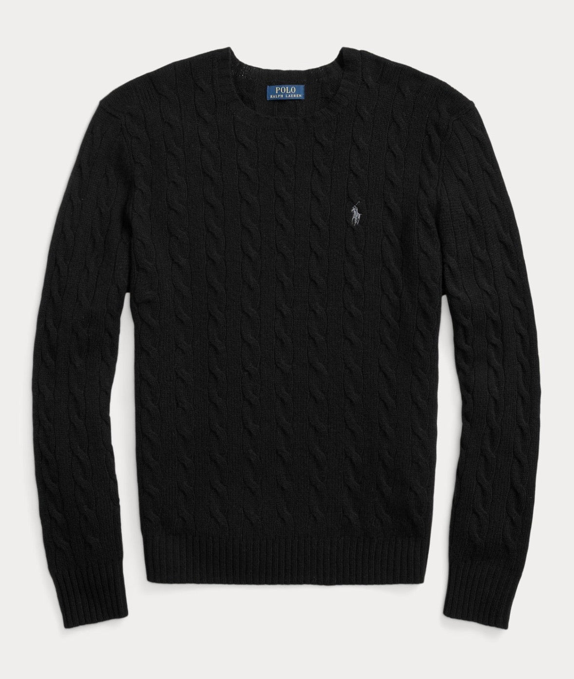 Ralph Lauren Wollpullover Strickpullover mit Zopfmuster schwarz Herren