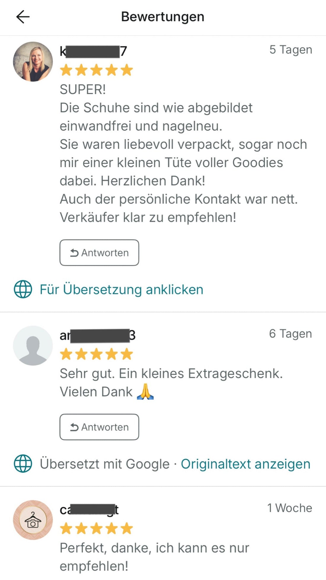 Über 2000 positive Bewertungen bei Vinted