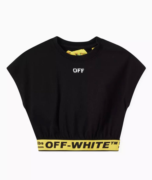 Off-White Industrial Crop Tee - black/yellow kids